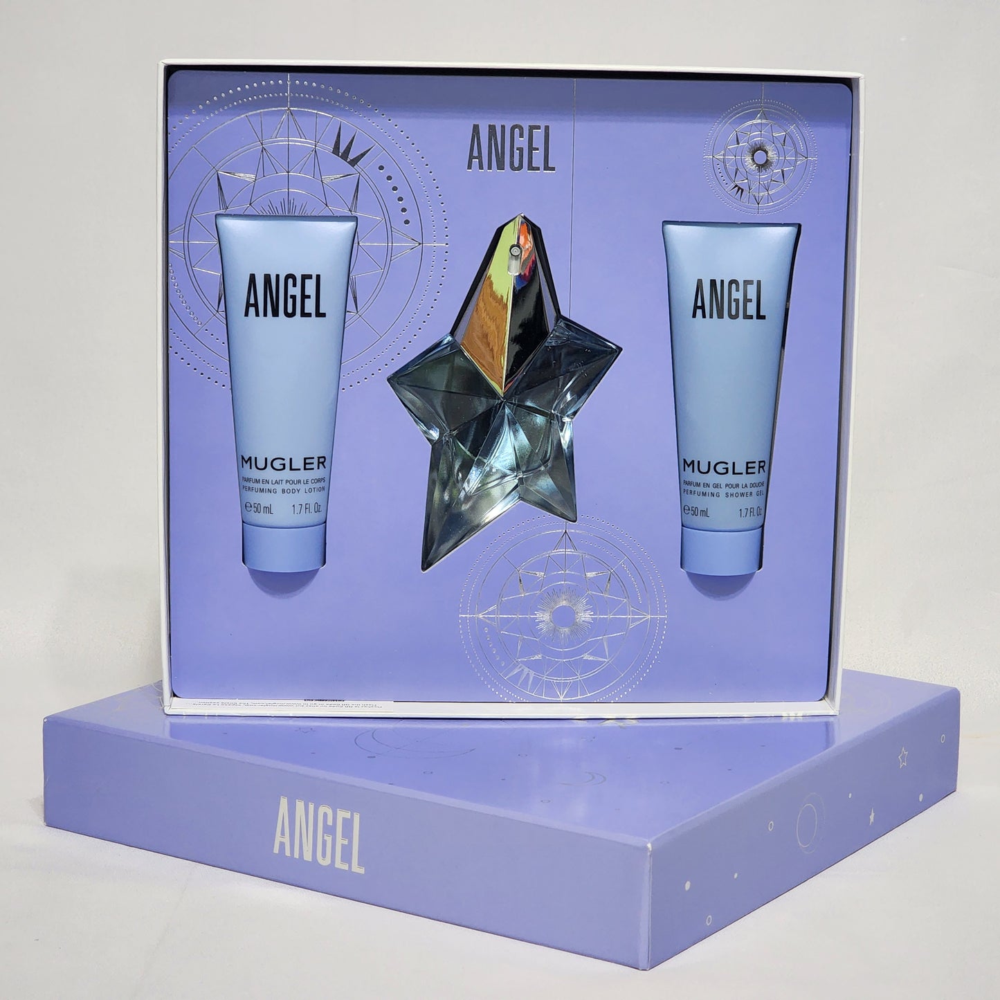 Angel Mugler 3 PCs women set, 0.8 oz EDP spray + 1.7 lotion + Shower Gel