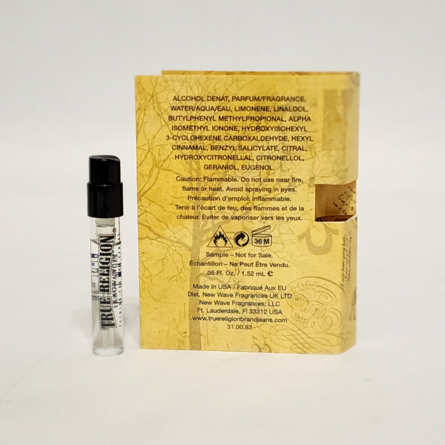 5 Sample Vials: True Religion men 0.05 oz / 1.52 ml EDT Spray