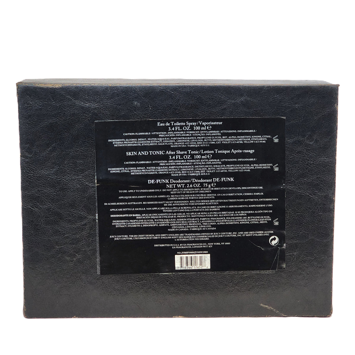 Dirty English by Juicy Couture for Men | 3-Piece Set: 100 ml EDT, 100 ml Aftershave Tonic, 75 g Deodorant | Box Lid Missing