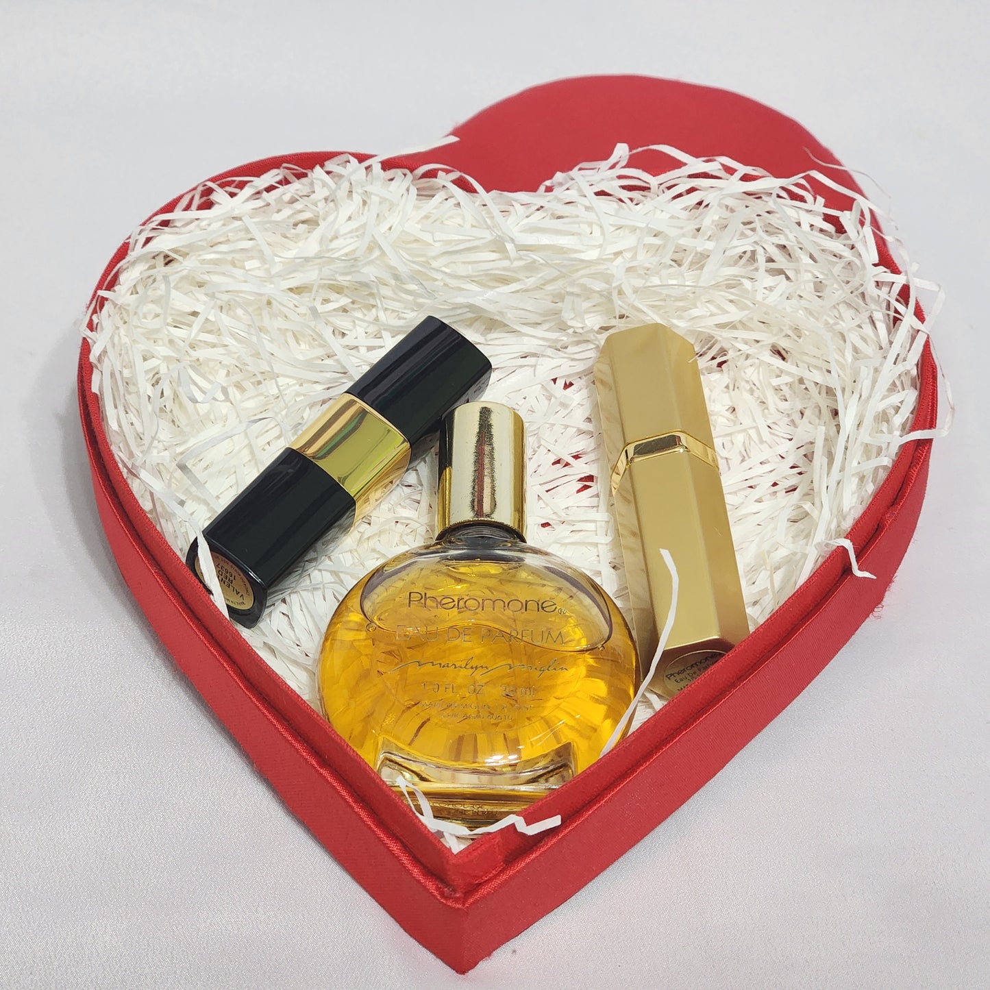 PHEROMONE 1/5 FL.OZ EDP Spray+1.0 EDP+ 0.16OZ LIPSTICK, IN A RED HEART BOX