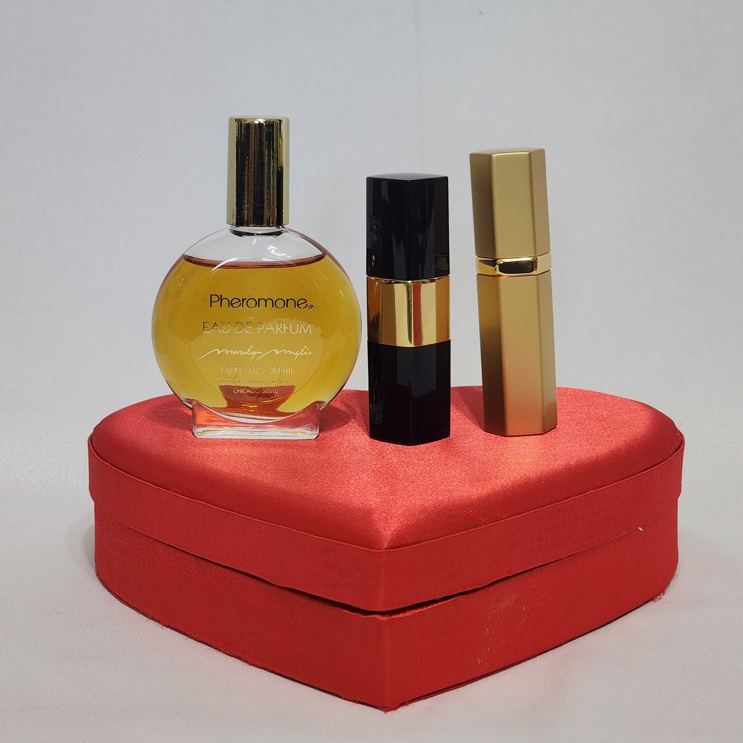 PHEROMONE 1/5 FL.OZ EDP Spray+1.0 EDP+ 0.16OZ LIPSTICK, IN A RED HEART BOX