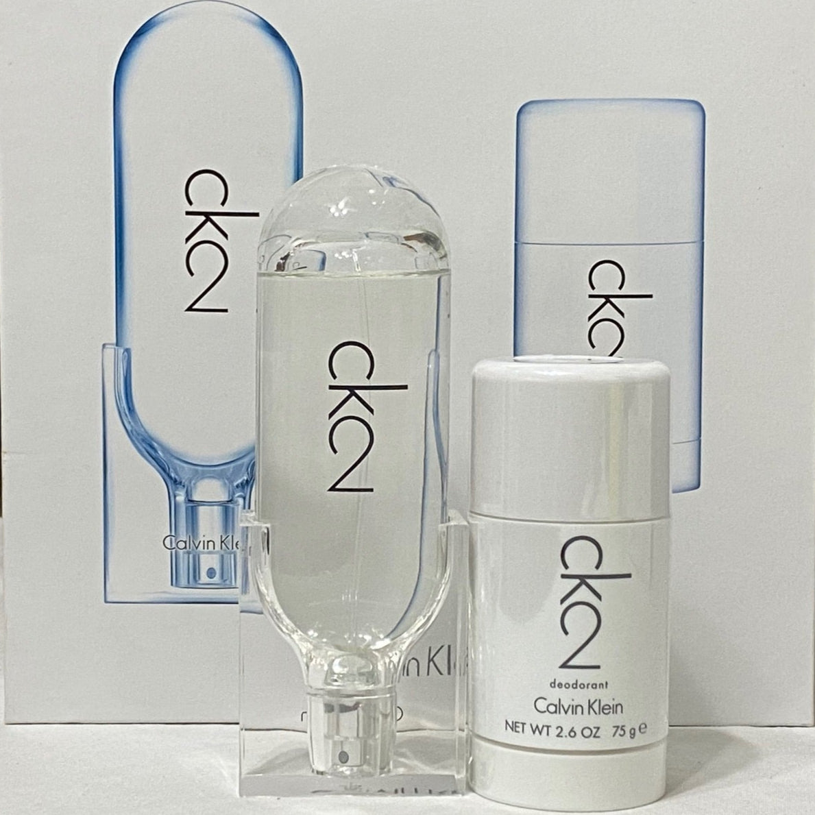 ck2 by Calvin Klen for Men or Women, Unisex 2 pieces set, 3.4 oz spray + Deo