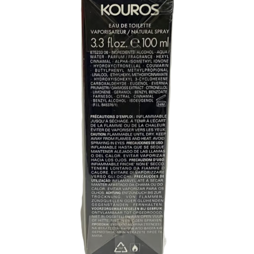 Kouros by Yves Saint Laurent for Men - 2 Pc Gift Set 3.3oz EDT Spray, 3.3oz Hair And Body Wash