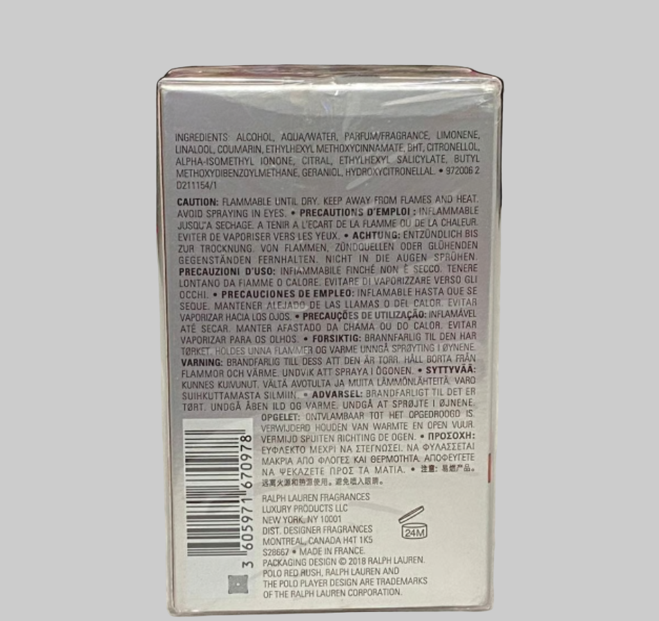Polo Red Rush by Ralph Lauren for men 2.5 fl.oz / 75 ml eau de toilette spray