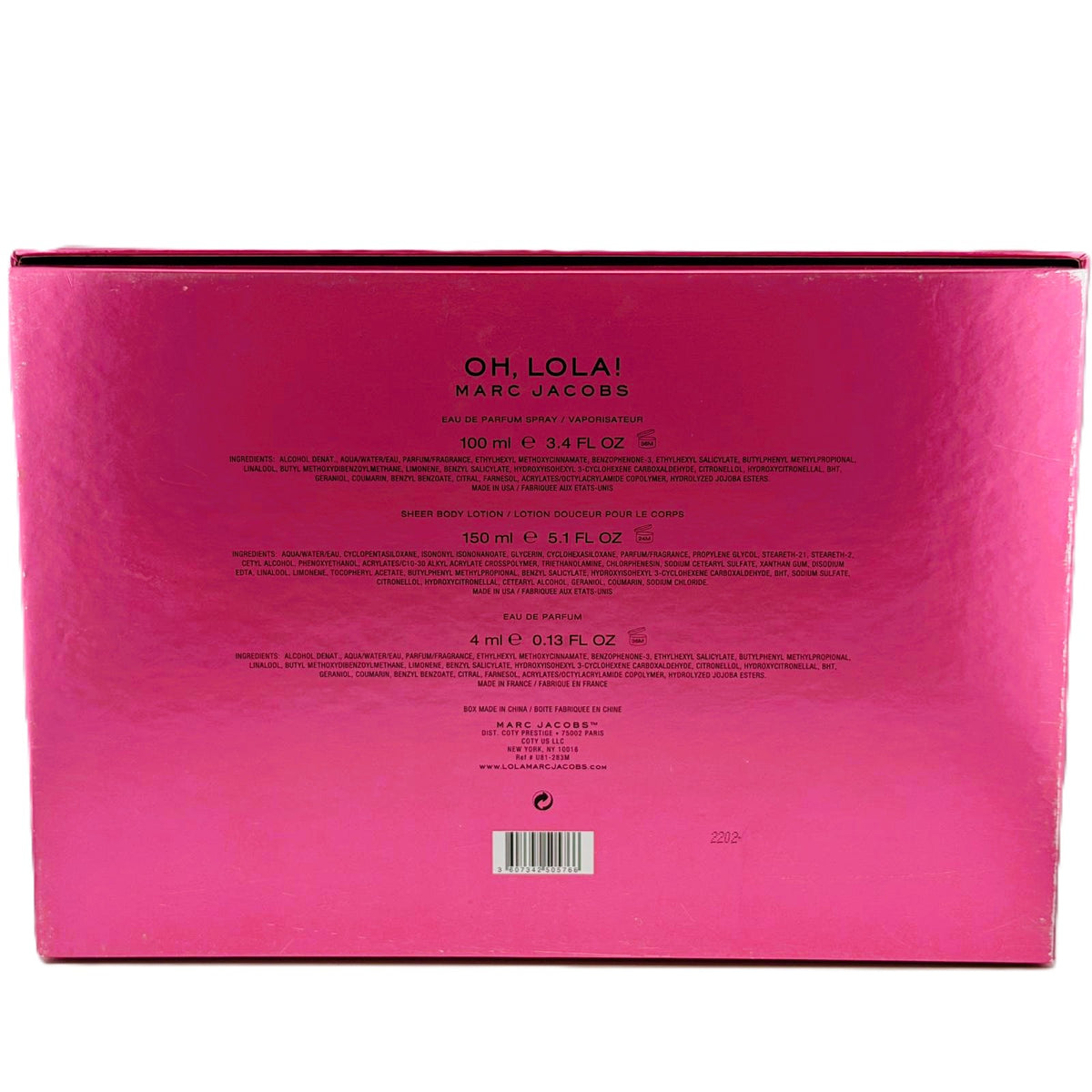 Oh, Lola! by Marc Jacobs for Women 3-Piece Set | 100 ml EDP + 4 ml Splash Mini + 150 ml Lotion
