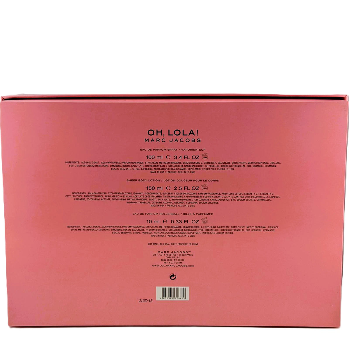 Oh, Lola! by Marc Jacobs for Women 3-Piece Set | 100 ml EDP + 10 ml Rollerball + 75 ml Lotion