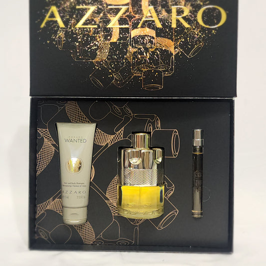 Azzaro Wanted 3PCS men set 3.3 + 0.30 EDT spray + 2.5 shampoo