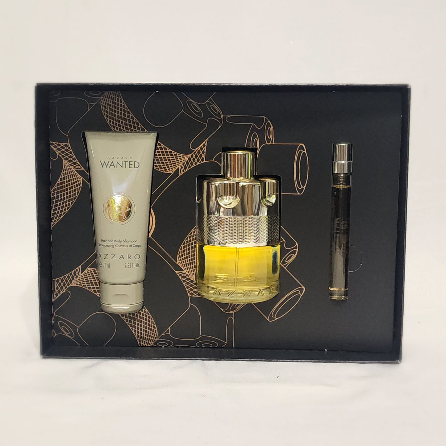 Azzaro Wanted 3PCS men set 3.3 + 0.30 EDT spray + 2.5 shampoo
