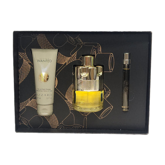 🤠 Azzaro Wanted for Men 3-Piece Gift Set | 3.3 oz EDT + 0.33 oz Mini EDT + 2.5 oz Shampoo | New Sealed