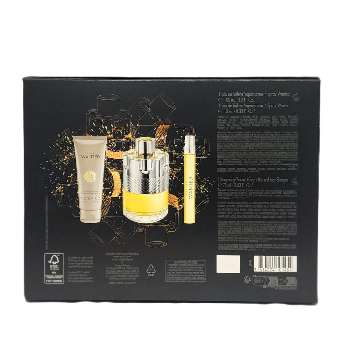 🤠 Azzaro Wanted for Men 3-Piece Gift Set | 3.3 oz EDT + 0.33 oz Mini EDT + 2.5 oz Shampoo | New Sealed