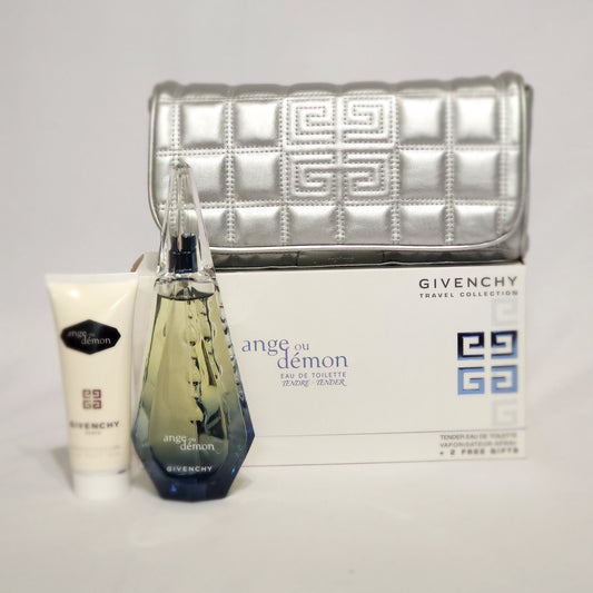Givenchy Ange Ou demon Tender 3Pcs women Set, 3.3 oz EDT spray + 2.5 oz Body Veil + Silver Pouch