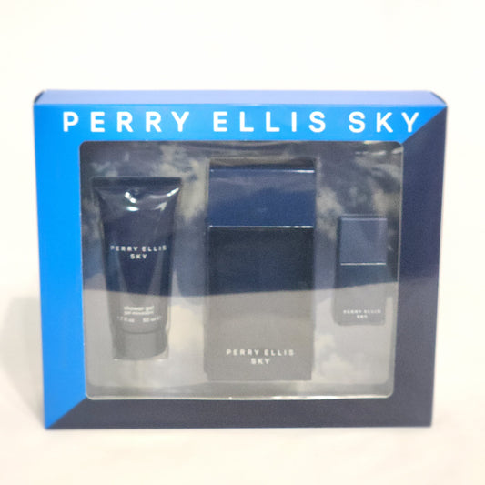 Perry Ellis Sky 3PCs men set, 3.4 + 0.25 oz EDT spray + shower gel