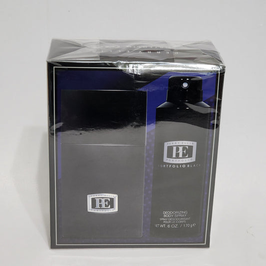 Portfolio Black by Perry Ellis Men 3.4 oz EDT spray + Deodorant body spray