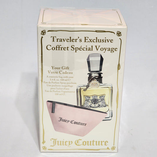 Juicy Couture Traveler's Exclusive Perfume Set For Women 3.4 oz with Cosmetic Bag - vintage