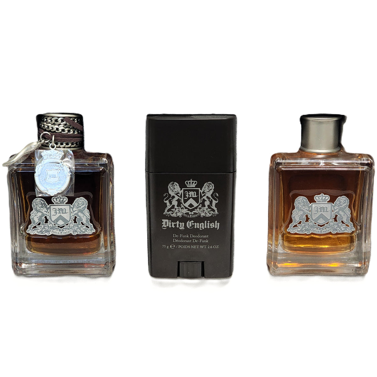 Dirty English by Juicy Couture for Men | 3-Piece Set: 100 ml EDT, 100 ml Aftershave Tonic, 75 g Deodorant | Box Lid Missing
