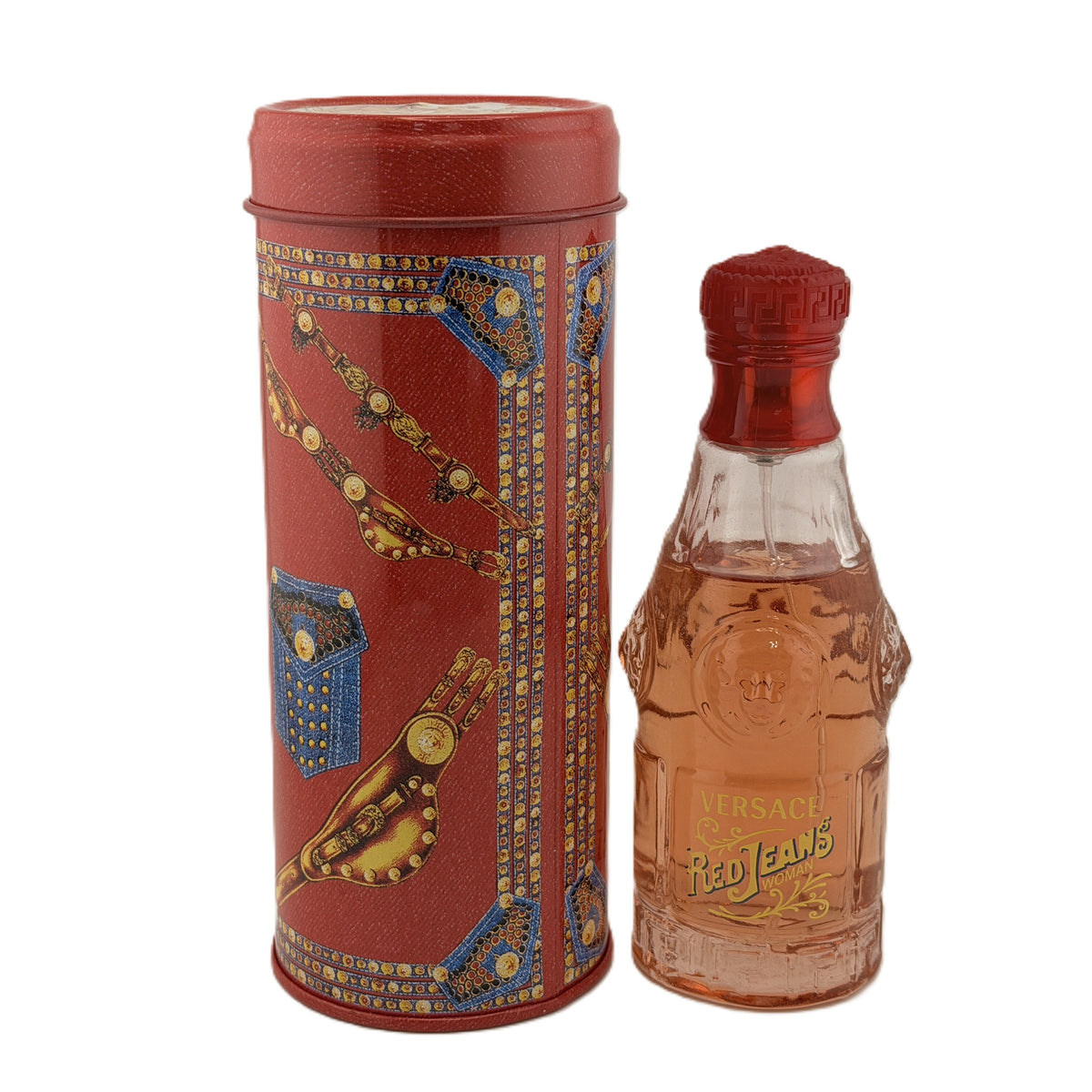 🔴 RARE: Red Jeans by Versace for Women | 3 Options | Vintage Tester Box (No Cap) + New Formulation Metal Container + Vintage Tin Box (Low Fill) | VJC Gianni Versace Era | Italian Luxury Collector’s Feminine