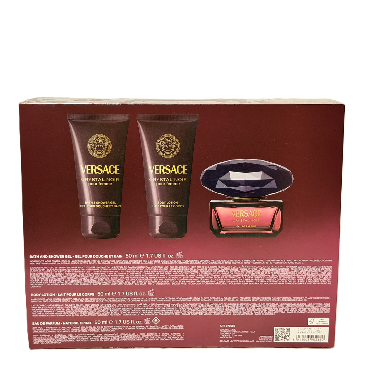 🔮 RARE: Versace Crystal Noir for Women | 3 Options | 0.17 oz EDT Mini Splash + 3-Piece Set (1.7 oz EDP) + 4-Piece Set (3.0 oz EDP + Make-Up Case) | Donatella Era | Italian Luxury Feminine