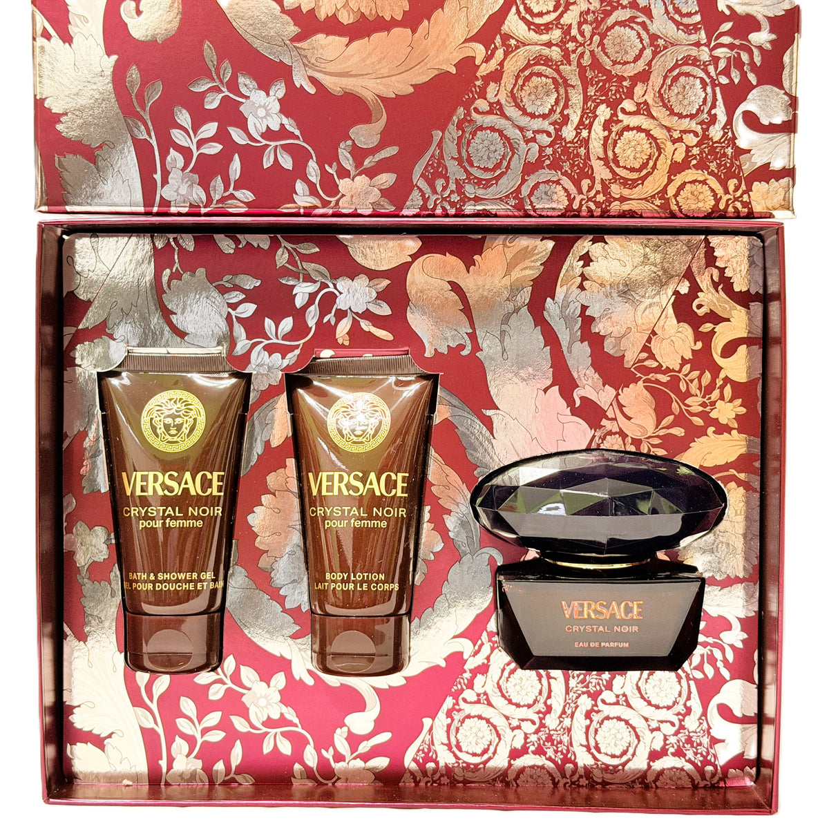 🔮 RARE: Versace Crystal Noir for Women | 3 Options | 0.17 oz EDT Mini Splash + 3-Piece Set (1.7 oz EDP) + 4-Piece Set (3.0 oz EDP + Make-Up Case) | Donatella Era | Italian Luxury Feminine