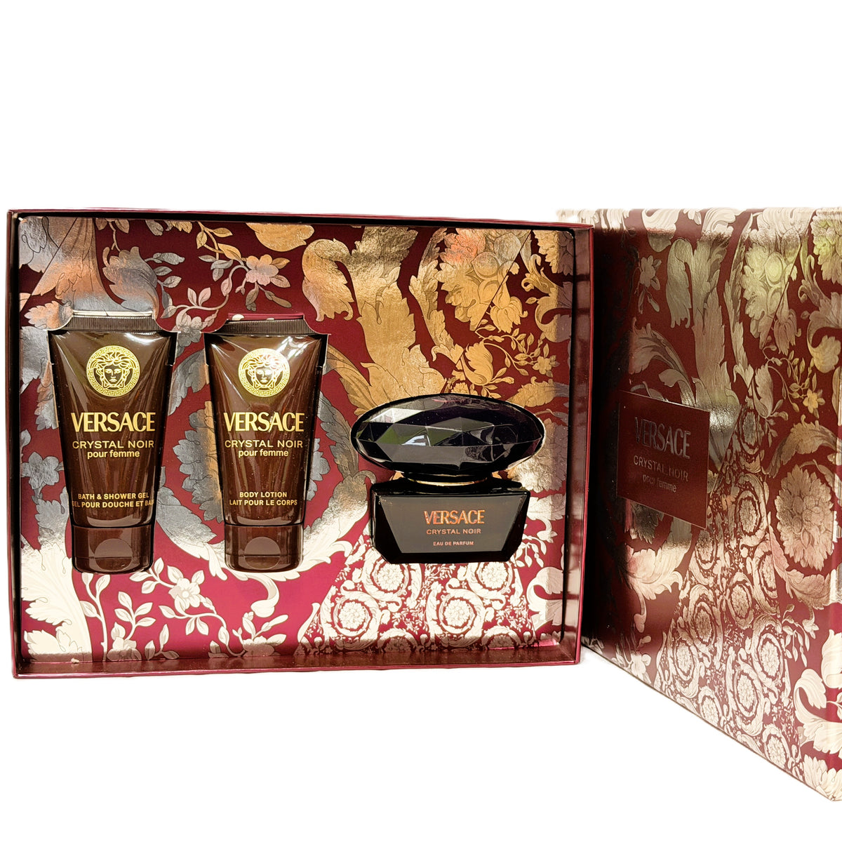 🔮 RARE: Versace Crystal Noir for Women | 3 Options | 0.17 oz EDT Mini Splash + 3-Piece Set (1.7 oz EDP) + 4-Piece Set (3.0 oz EDP + Make-Up Case) | Donatella Era | Italian Luxury Feminine