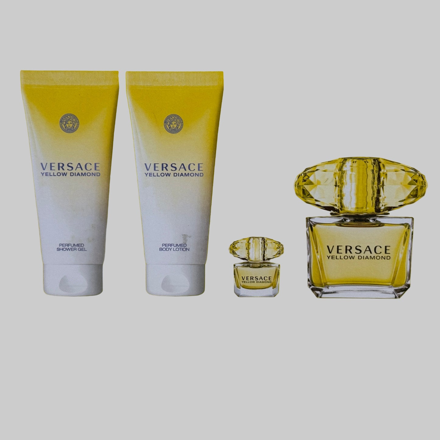 Versace Yellow Diamond 4 PCs Set for Women, 3.0 oz + 0.17 + 3.4 lotion + Gel