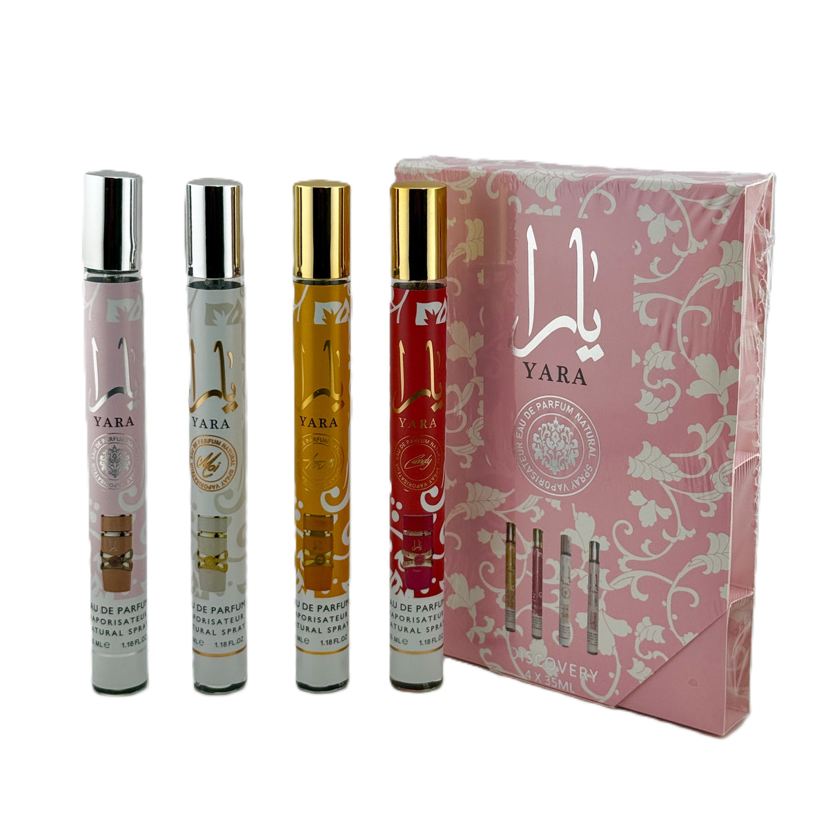 Yara | Discovery Collection | 4 × 35 ml Travel EDP Sprays | Explore the Full Yara Fragrance Universe | Sweet Oriental Floral | Arab Luxury Feminine | UAE | Ships from US