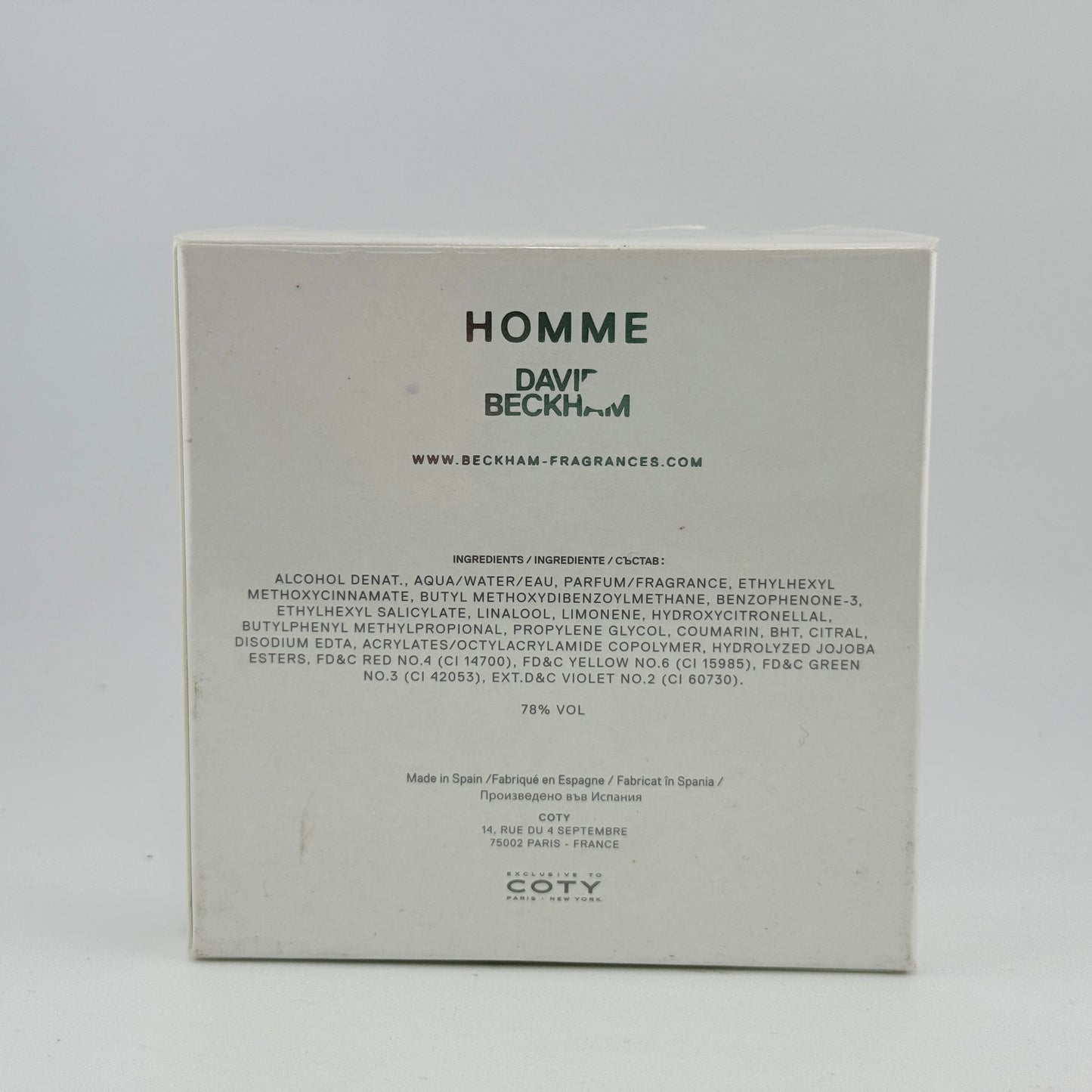 Vintage: David Beckham Homme Men 2.5 fl.oz / 75 ml Eau de Toilette Spray