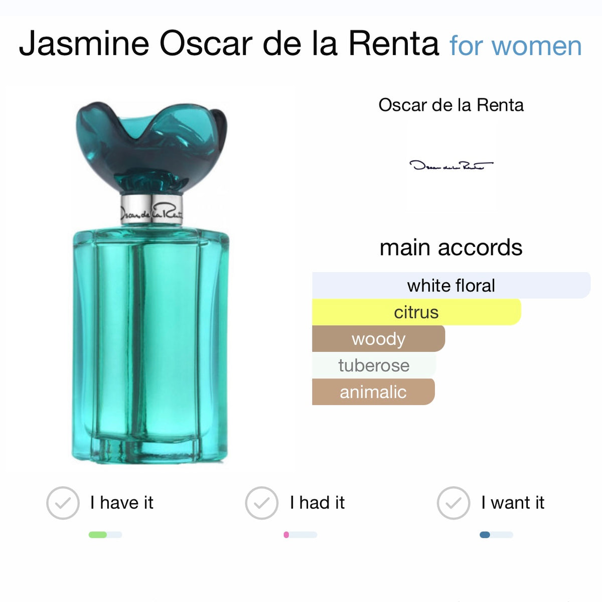 Oscar de la Renta Jasmine Eau de Parfum for Women – Rare Discontinued Fragrance | 3.4 FL.OZ / 100 ML