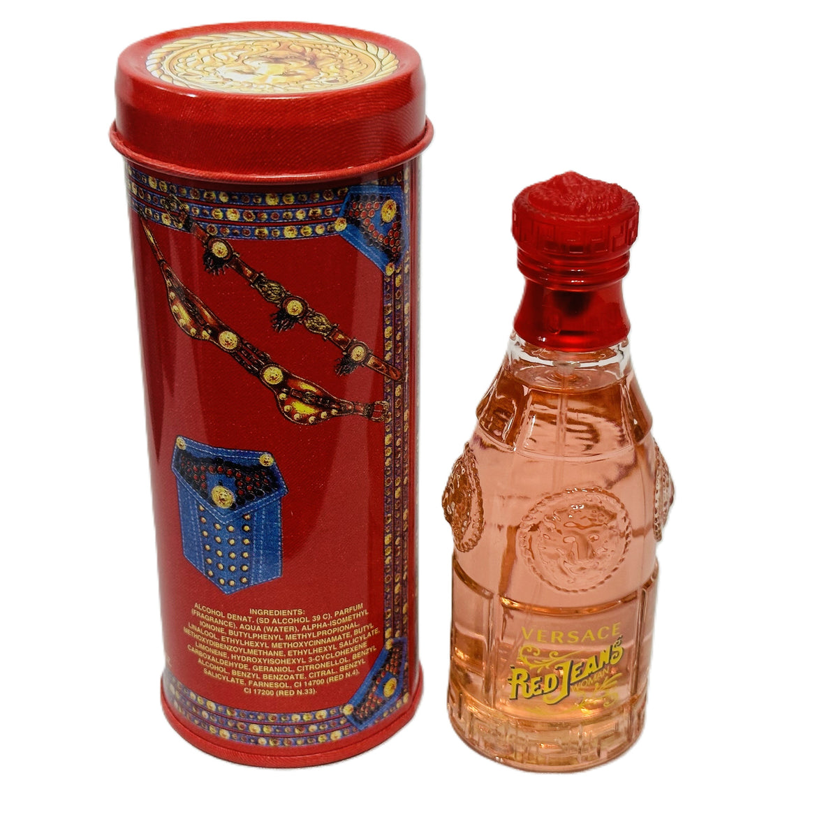 🔴 RARE: Red Jeans by Versace for Women | 3 Options | Vintage Tester Box (No Cap) + New Formulation Metal Container + Vintage Tin Box (Low Fill) | VJC Gianni Versace Era | Italian Luxury Collector’s Feminine