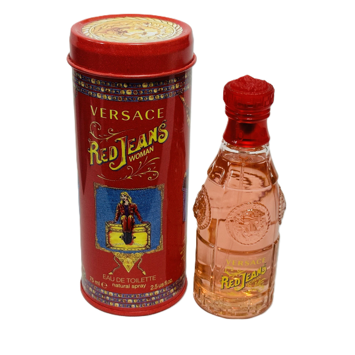 🔴 RARE: Red Jeans by Versace for Women | 3 Options | Vintage Tester Box (No Cap) + New Formulation Metal Container + Vintage Tin Box (Low Fill) | VJC Gianni Versace Era | Italian Luxury Collector’s Feminine