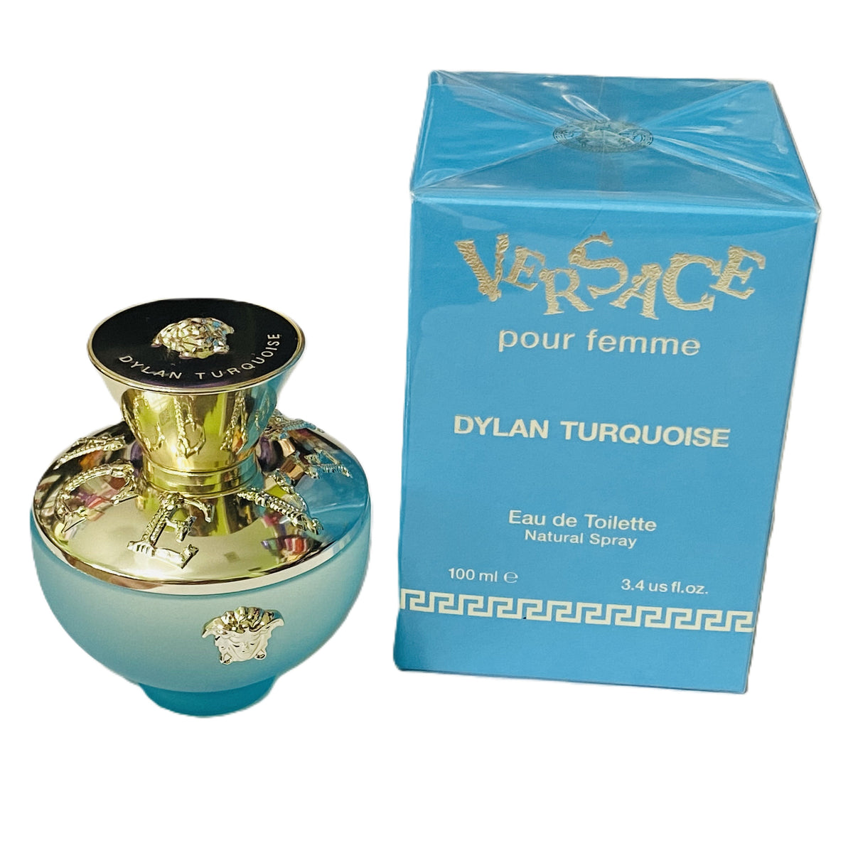 💙 Versace Dylan Turquoise for Women | 3 Options | 3.4 oz EDT Tester Box + 3.4 oz EDT Sealed Box + 4-Piece Gift Set (EDT + Body Lotion + Shower Gel + Travel Pouch) | Donatella Versace 2021 | Italian Luxury