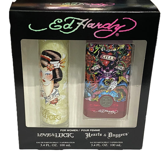 Hearts & Daggers + Love & Luck Ed Hardy by Christian Audigier for Women | 2 x 100 ml / 3.4 fl oz EDP Duo Set