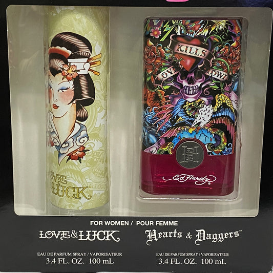 Hearts & Daggers + Love & Luck Ed Hardy by Christian Audigier for Women | 2 x 100 ml / 3.4 fl oz EDP Duo Set