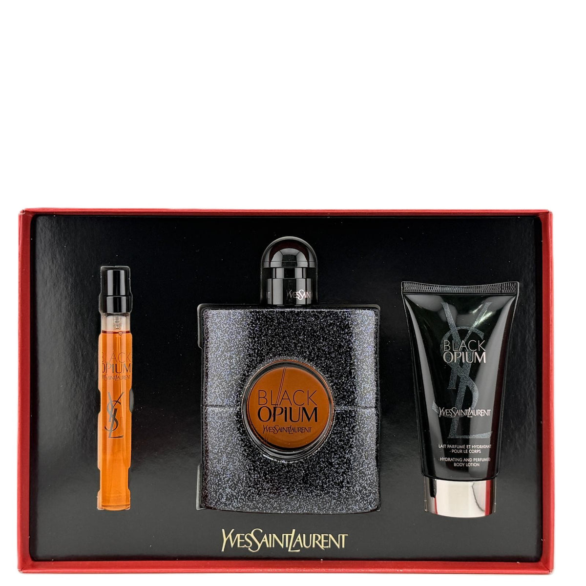 ♥️ Black Opium by Yves Saint Laurent for Women 3-Piece Gift Set | 3.0 oz EDP + 0.33 oz EDP + 1.6 oz Body Lotion | The Complete Black Opium Experience