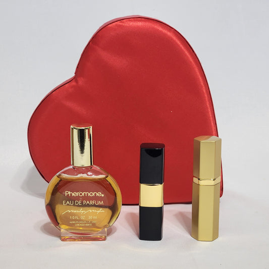PHEROMONE 1/5 FL.OZ EDP Spray+1.0 EDP+ 0.16OZ LIPSTICK, IN A RED HEART BOX