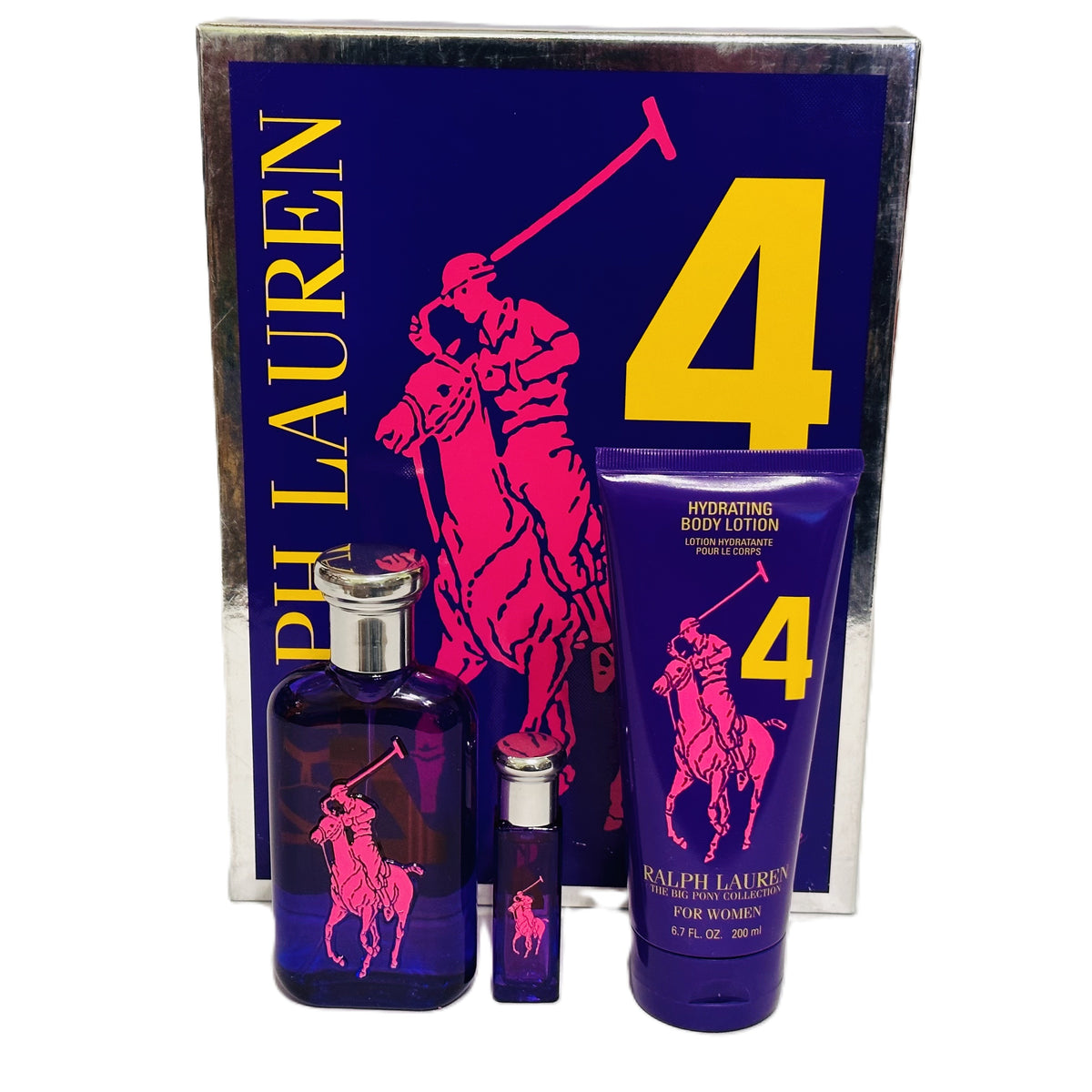Big Pony 4 by Ralph Lauren Women's 3-Piece Set - 100 ml EDT, 10 ml EDT & 200 ml Lotion - No Tray