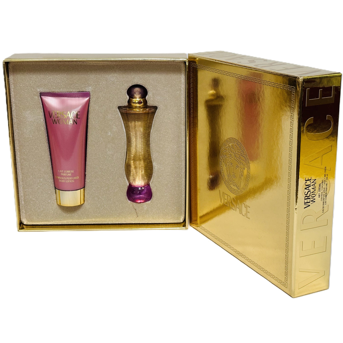 🌹 RARE VINTAGE COLLECTION: Versace Woman by Versace for Women | 5 Options | 2 Batch-Dated Tester Boxes (2018 & 2014) + 2-Piece Vintage Set (Golden Box) + 2x 3-Piece Sets | Michel Almairac 2000 | Italian Luxury