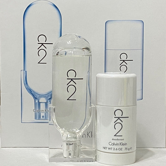 ck2 by Calvin Klen for Men or Women, Unisex 2 pieces set, 3.4 oz spray + Deo