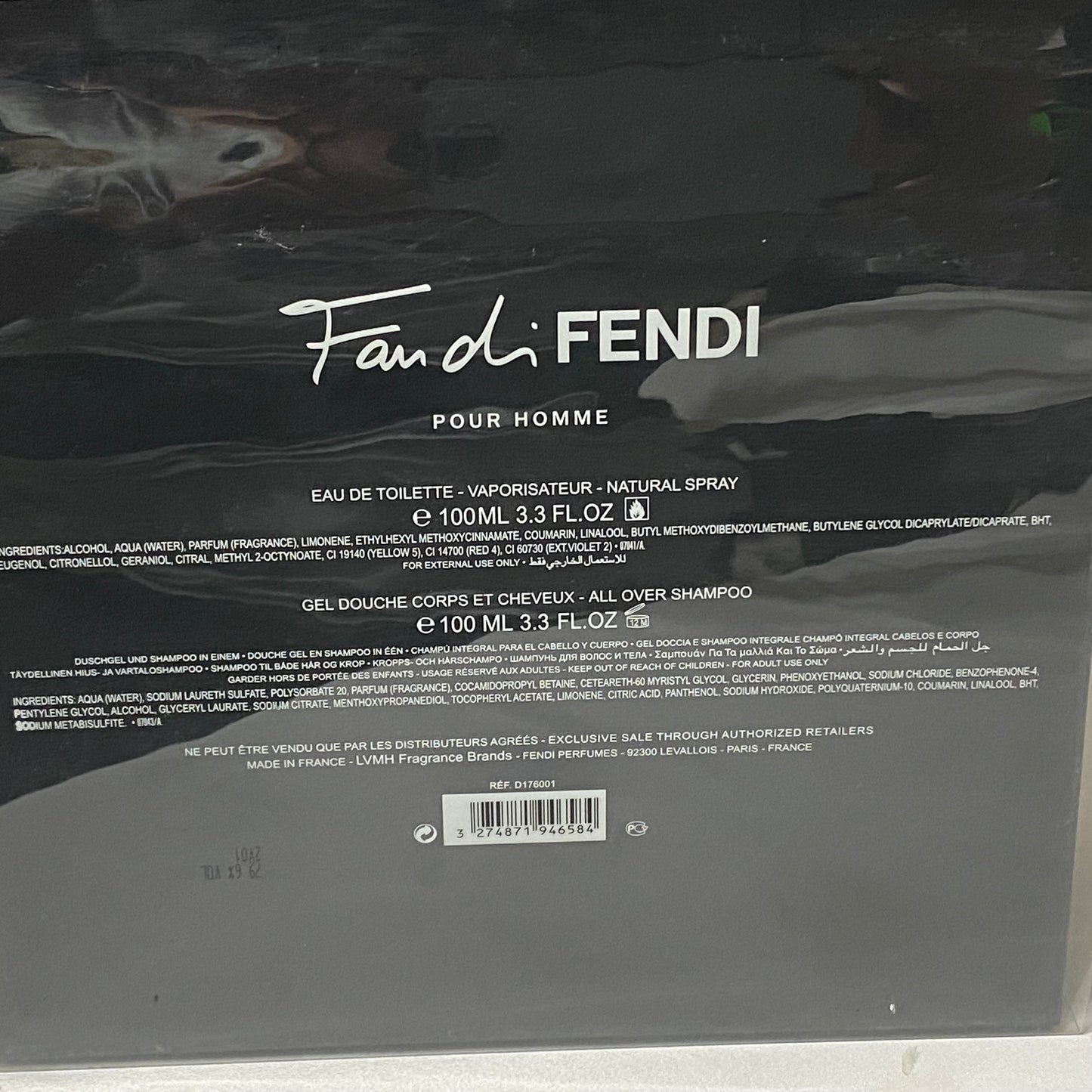 Fan di Fendi Acqua Pour Homme 2 Piece Set Includes: 3.3 oz Eau de Toilette Spray + 3.3 oz All Over Shampoo