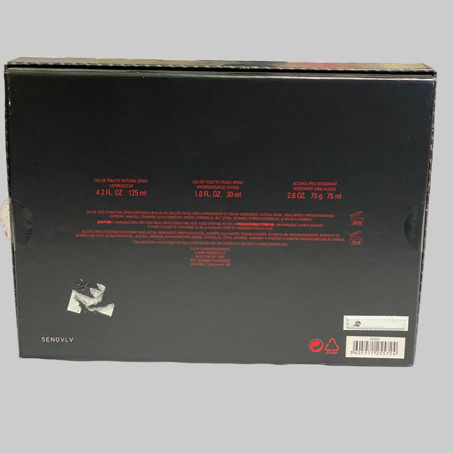 POLO RED by RALPH LAUREN 3 PIECE GIFT SET - 4.2 OZ EAU DE TOILETTE SPRAY, 1.0 OZ EAU DE TOILETTE SPRAY, 2.6 OZ DEODORANT for MEN