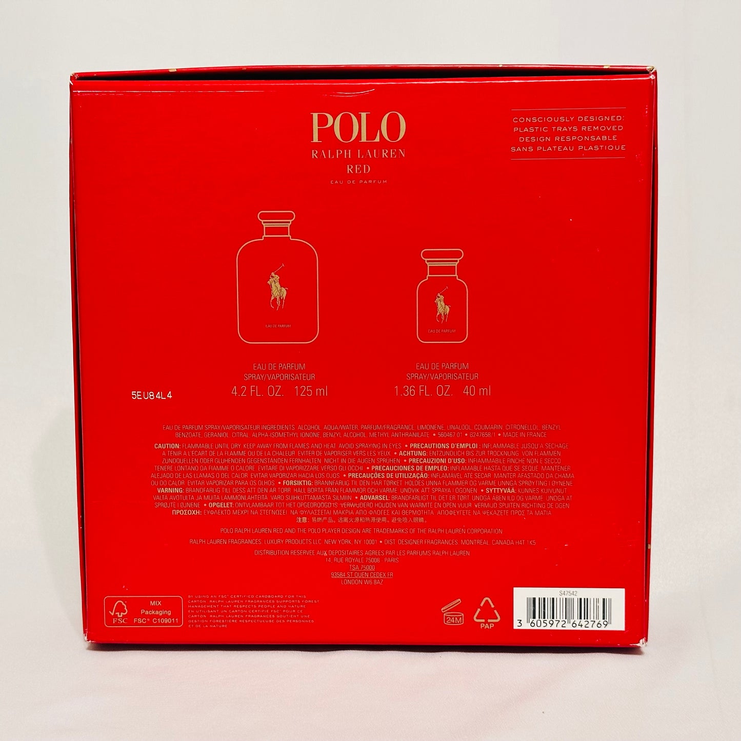 Ralph Lauren Polo Red 2 bottles Men Set 4.2 + 1.36 oz Eau de Parfum spray