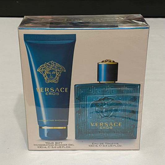 Versace Eros by Versace for Men - 2 Pc Gift Set 3.4oz EDT Spray, 3.4oz Shower Gel