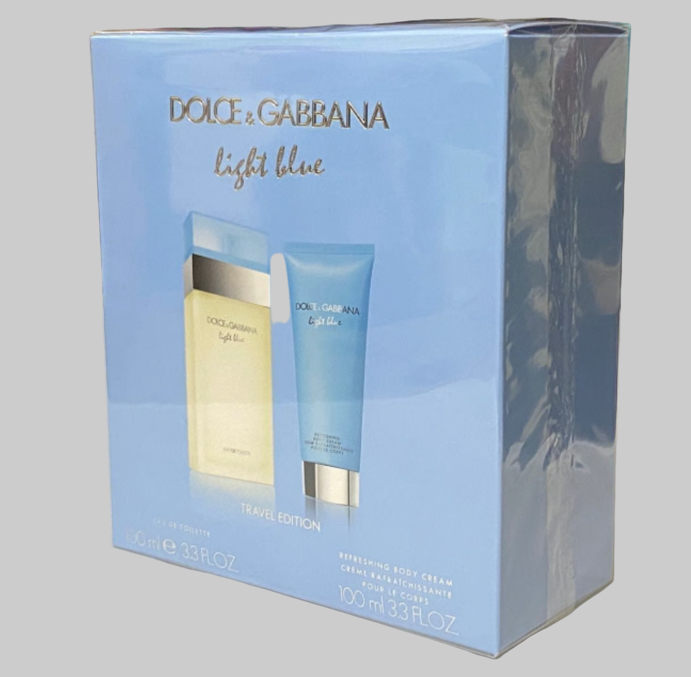 Light Blue by Dolce & Gabbana Women Set 3.3 oz + Body Cream