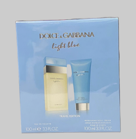 Light Blue by Dolce & Gabbana Women Set 3.3 oz + Body Cream