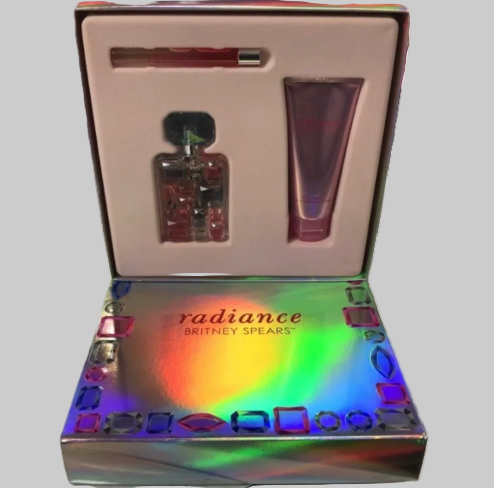 Britney Spears Radiance 3pcs Set  - 1.7oz EDP, 3.3oz Body Souffle, Rollerball