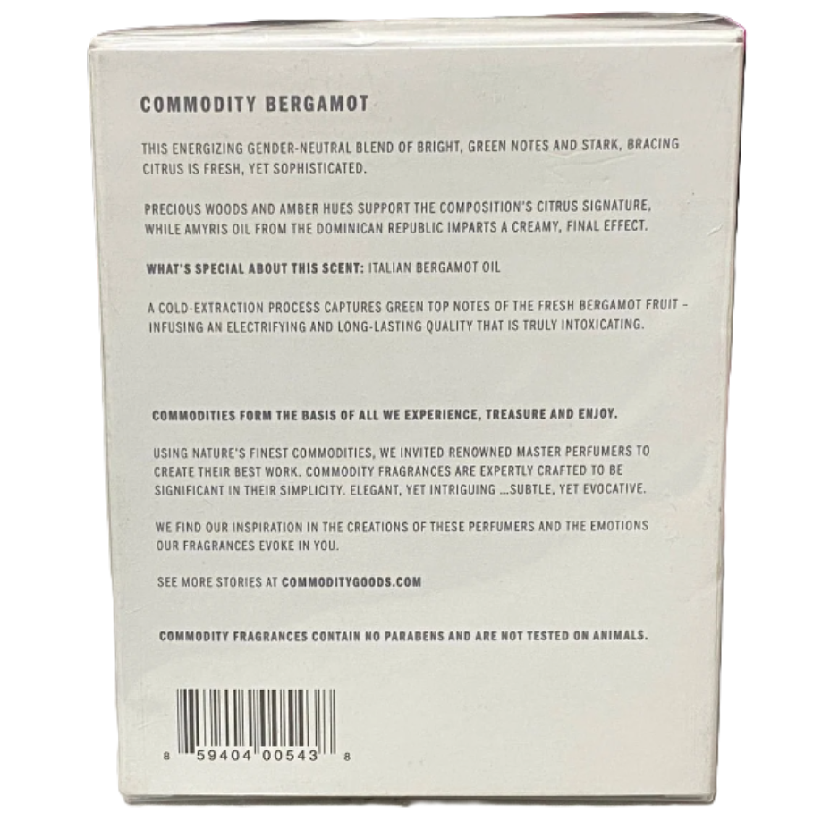 🍋 RARE & HARD TO FIND: Commodity Bergamot EDP for Men | 3.4 fl.oz / 100 ml | New Sealed | The Minimalist Masterpiece | LA Niche Perfumery | Single-Ingredient Philosophy | Collector’s Find