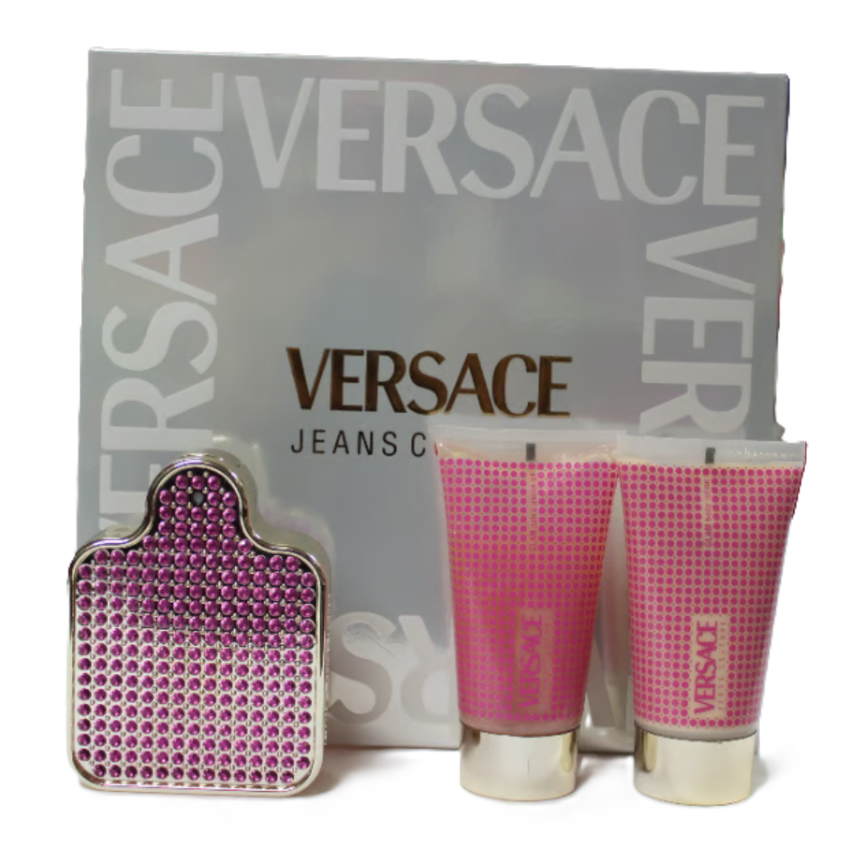 🔶 EXTREMELY RARE: Versace Jeans Couture Glam for Women | 2 Options | 2.5 oz EDT Spray (No Cellophane) + Last 3-Piece Gift Set | Hard to Find | Gianni Versace VJC Era | Italian Luxury Collector’s Feminine