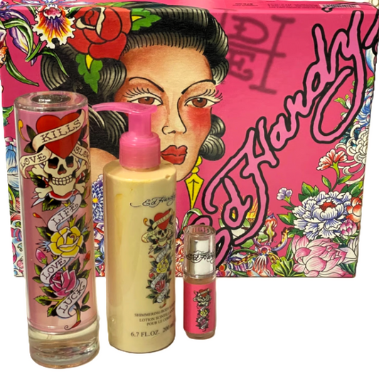 Ed Hardy by Christian Audigier for Women | 3-Piece Set: 100 ml + 7.5 ml EDP, 200 ml Shimmering Lotion