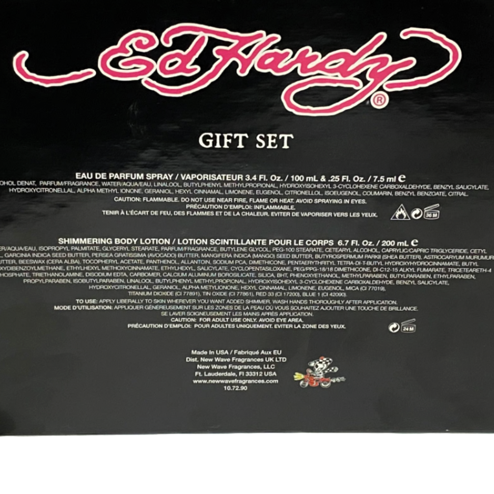 Ed Hardy by Christian Audigier for Women | 3-Piece Set: 100 ml + 7.5 ml EDP, 200 ml Shimmering Lotion