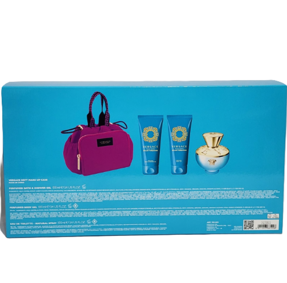 💙 Versace Dylan Turquoise for Women | 3 Options | 3.4 oz EDT Tester Box + 3.4 oz EDT Sealed Box + 4-Piece Gift Set (EDT + Body Lotion + Shower Gel + Travel Pouch) | Donatella Versace 2021 | Italian Luxury