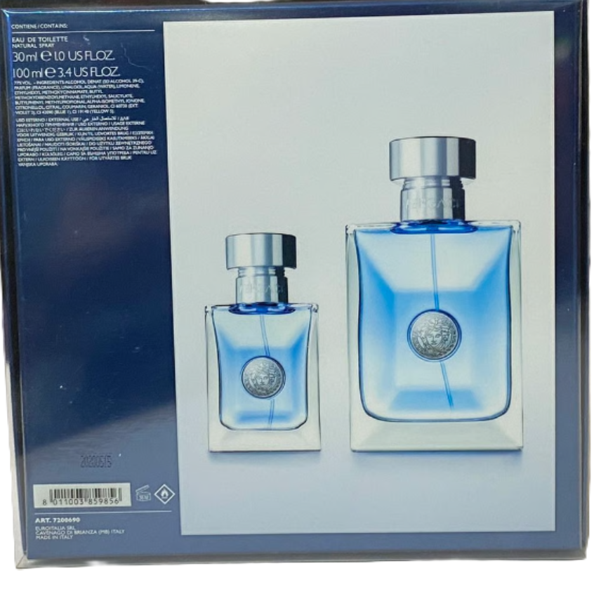 Versace Pour Homme for Men EDT 2-Bottle Set | 3.4 oz + 1.0 oz Travel Spray | Hard Box